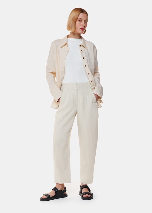 Linen Barrel Leg Pants 